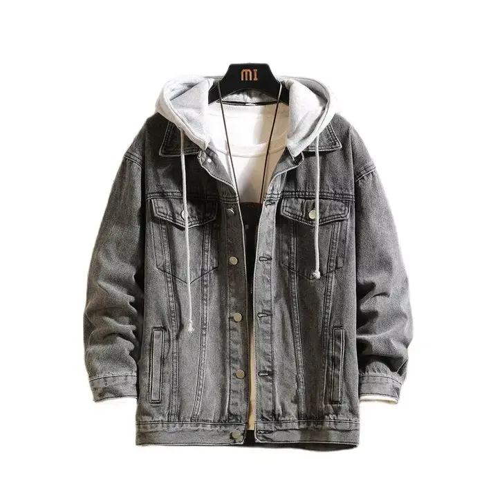 Veste en Jean hommes à capuche décontracté