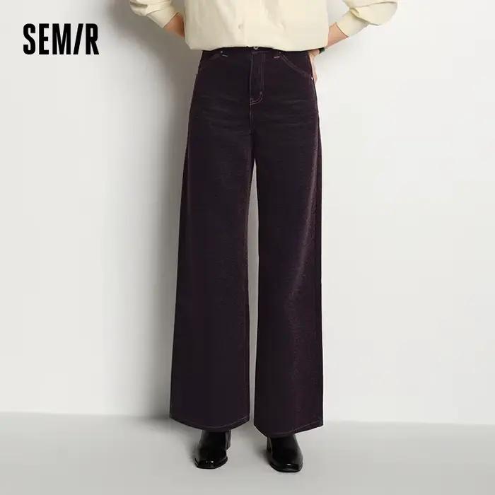 Semir jean femmes Maillard flocé pantalons longs Style Cool 2025 nouveau hiver doublé polaire ample jambe large rétro