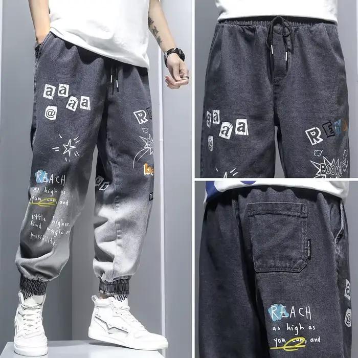 Jeans à imprimé graffiti pour hommes
