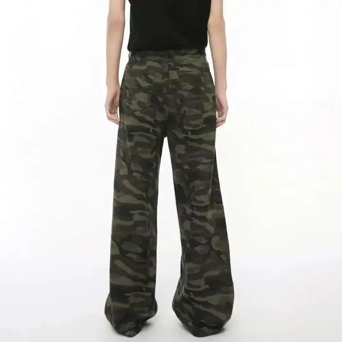 IEFB Vintage Camouflage hommes jean mode lavé décontracté jambe large Denim pantalon automne hiver ample mâle
