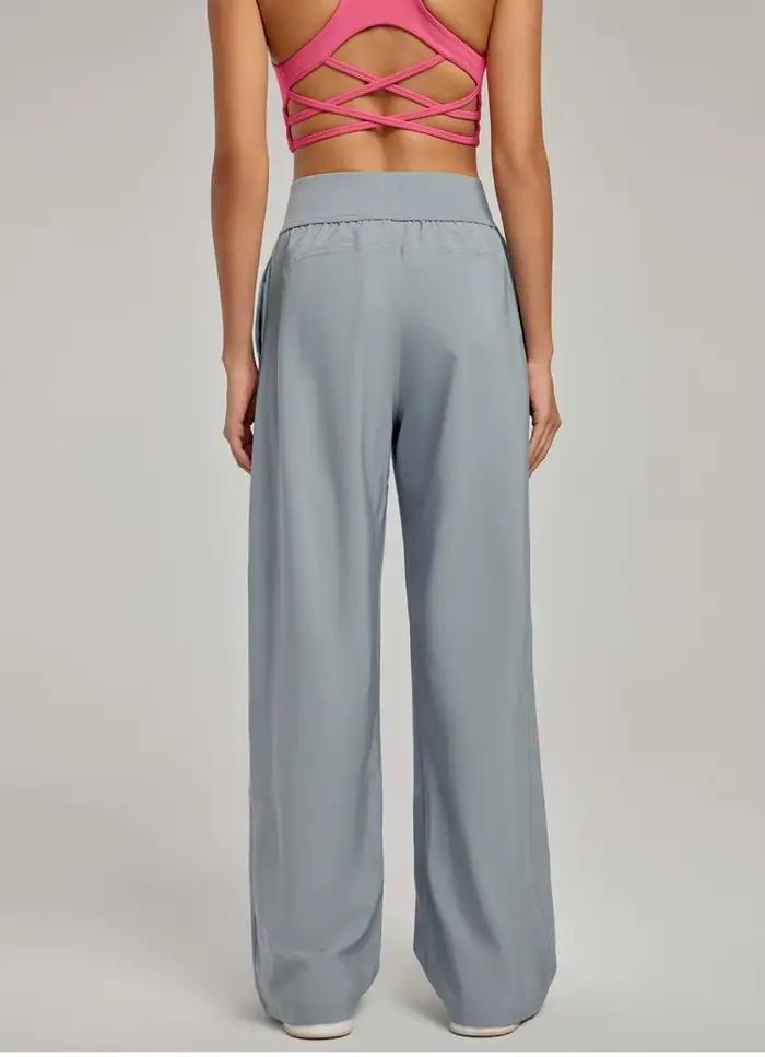 Pantalon femme jambe large taille haute