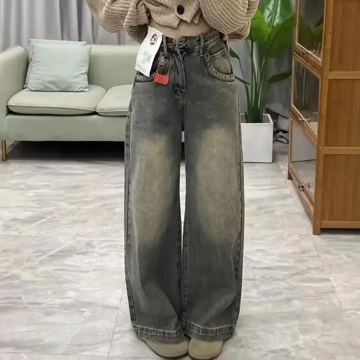 Jeans vintage à jambes larges pour femmes