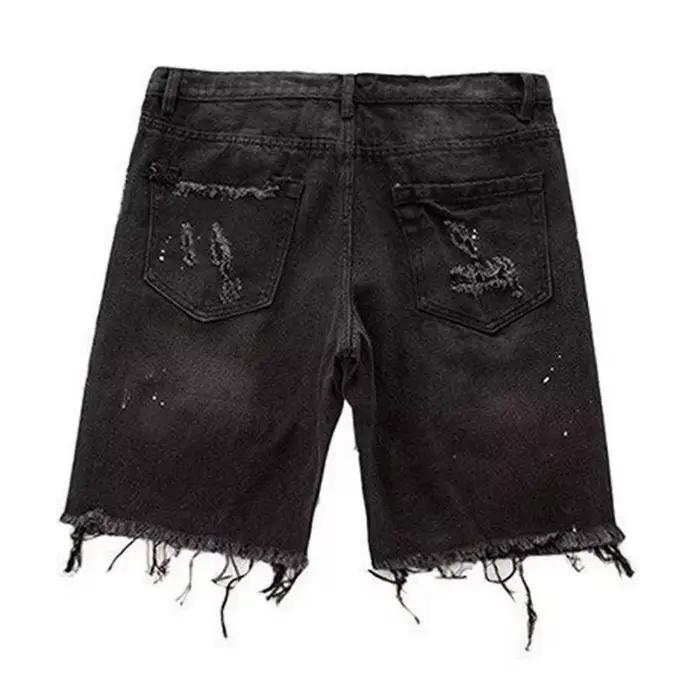 Short en Jean Bleu Décontracté pour Hommes Coupe Droite Longueur Genou Style Casual Occasions Décontractées