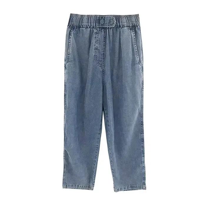 Été grande taille jean femme décontracté ample Baggy Denim sarouel