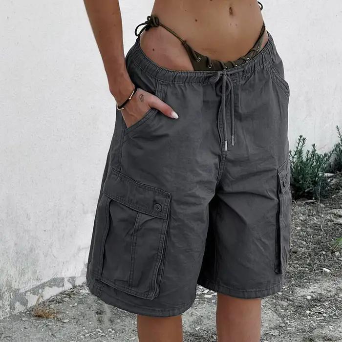 Shorts en jean pour femmes, style cargo, taille haute, coupe ample, polyvalents pour toutes les occasions estivales