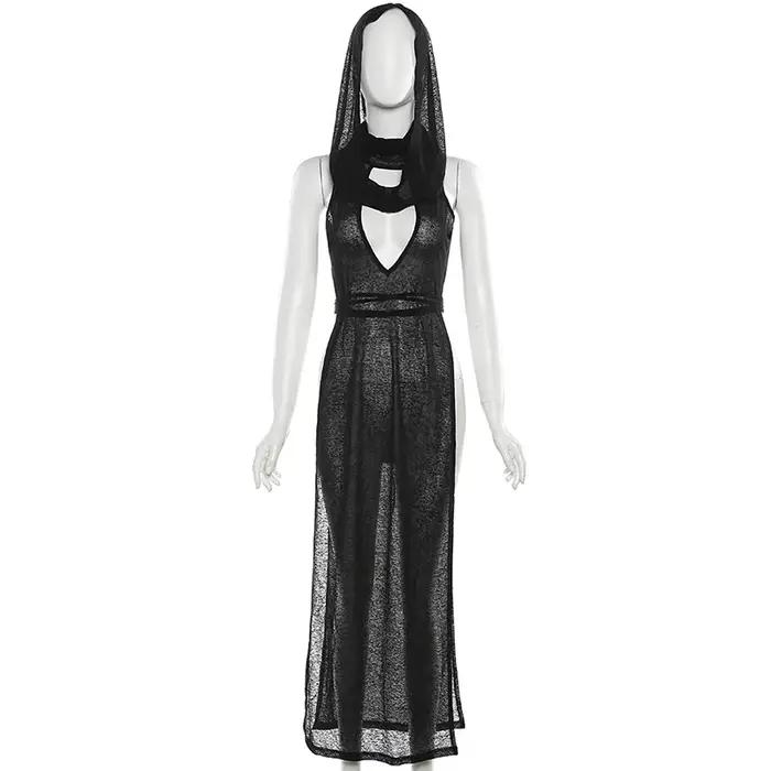 Nouvelle Robe Vintage Streetwear Noire Mystérieuse Été 2026