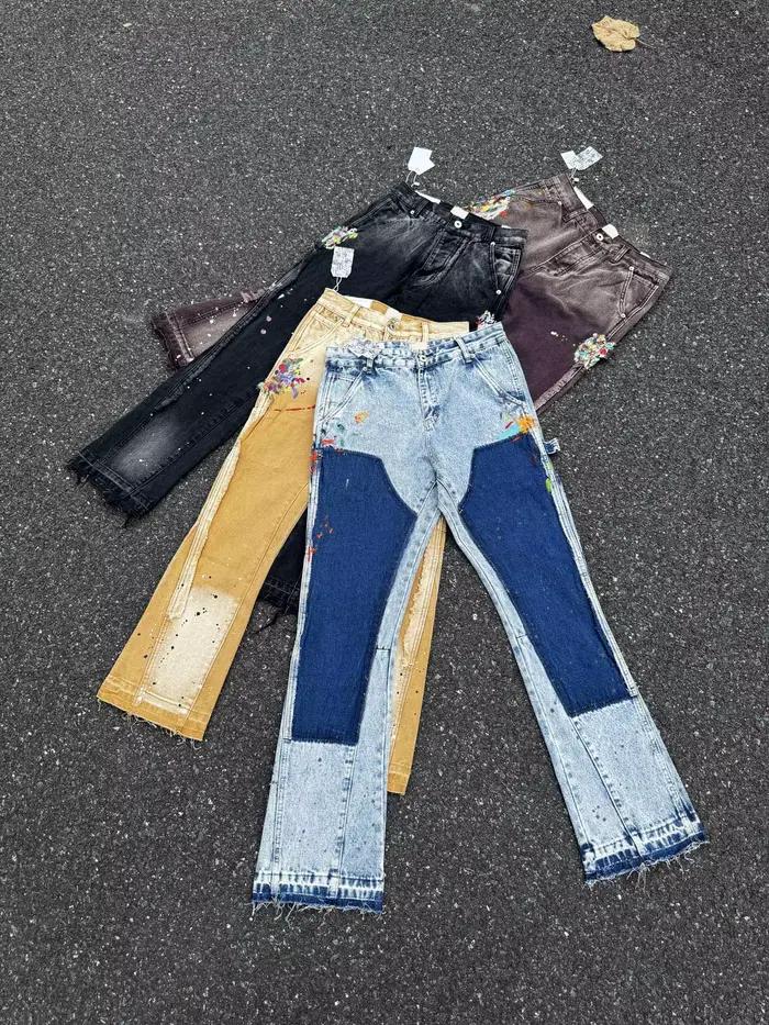 Jean évasé délavé et salissé style rétro GPT de qualité supérieure 2025 pour homme – Pantalon en denim décontracté