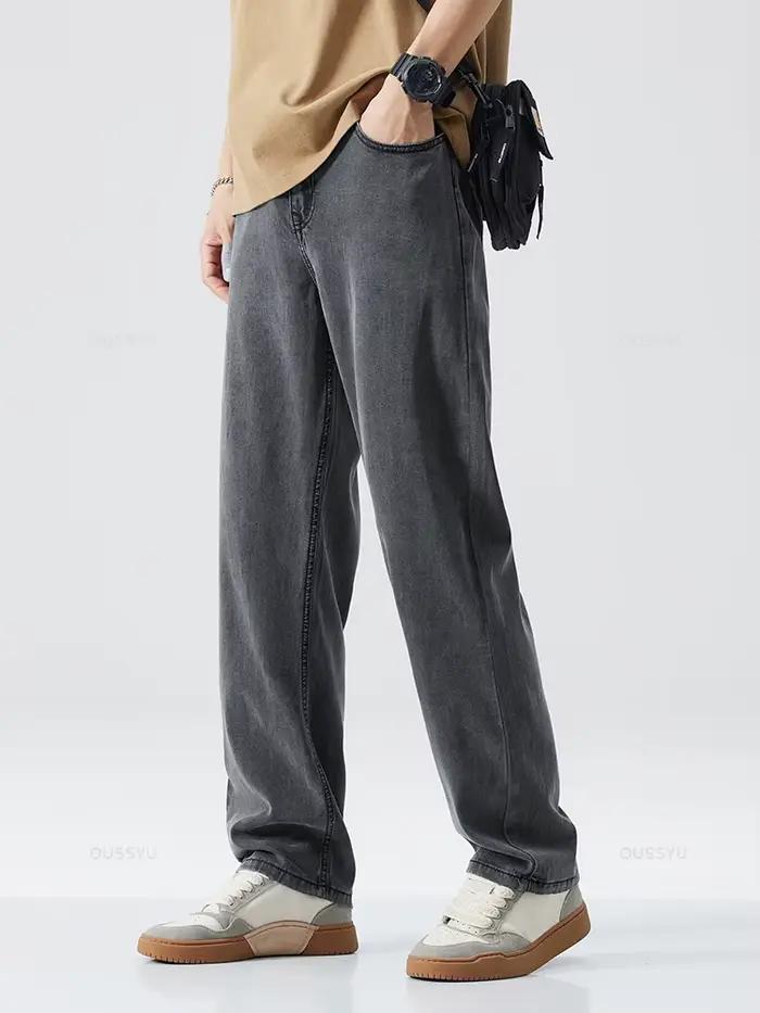 Jeans en Lyocell décontractés et élégants pour hommes, Occasions quotidiennes et spéciales, Tailles moyennes et grandes, Pantalons droits pour le travail et les loisirs