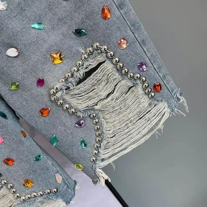 Nouveau jean déchiré taille haute ample et baggy pour femme