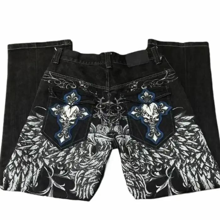 Jean brodé rétro Y2K pour hommes