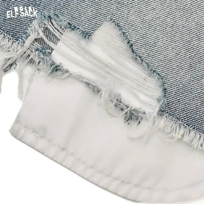 ELFSACK 2025 été nouveauté doux Cool cerise brodé irrégulière ourlet brut Jean pour les femmes