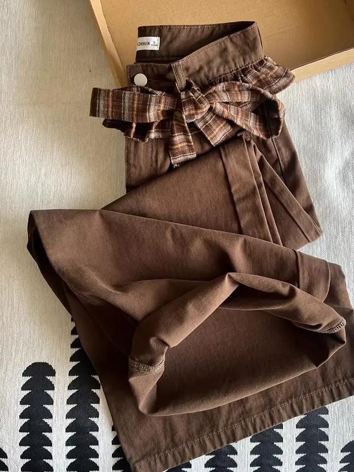 Jean Vintage en Patchwork avec nœud pour femmes