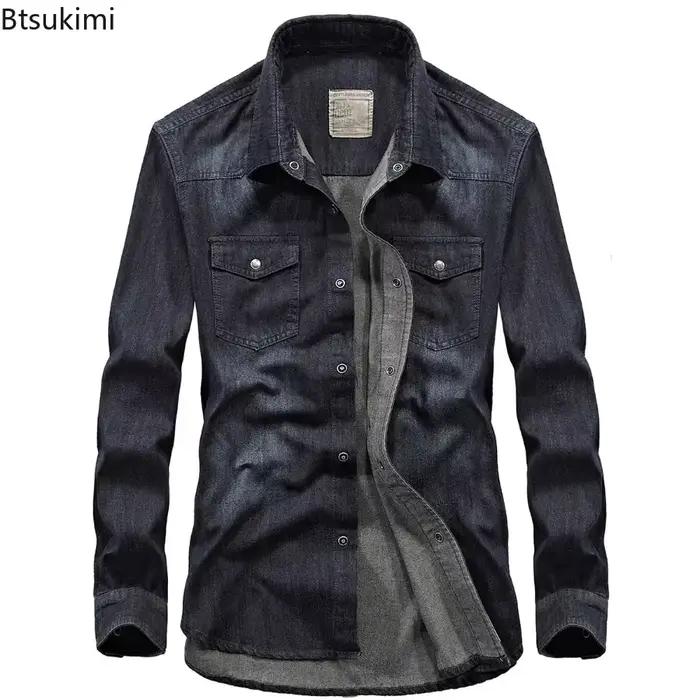 2026Men Denim Jean chemise à manches longues 100% coton de haute qualité beau Hombre décontracté