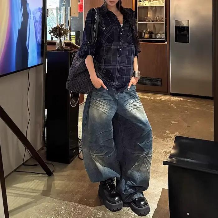 Jean large délavé style vintage américain