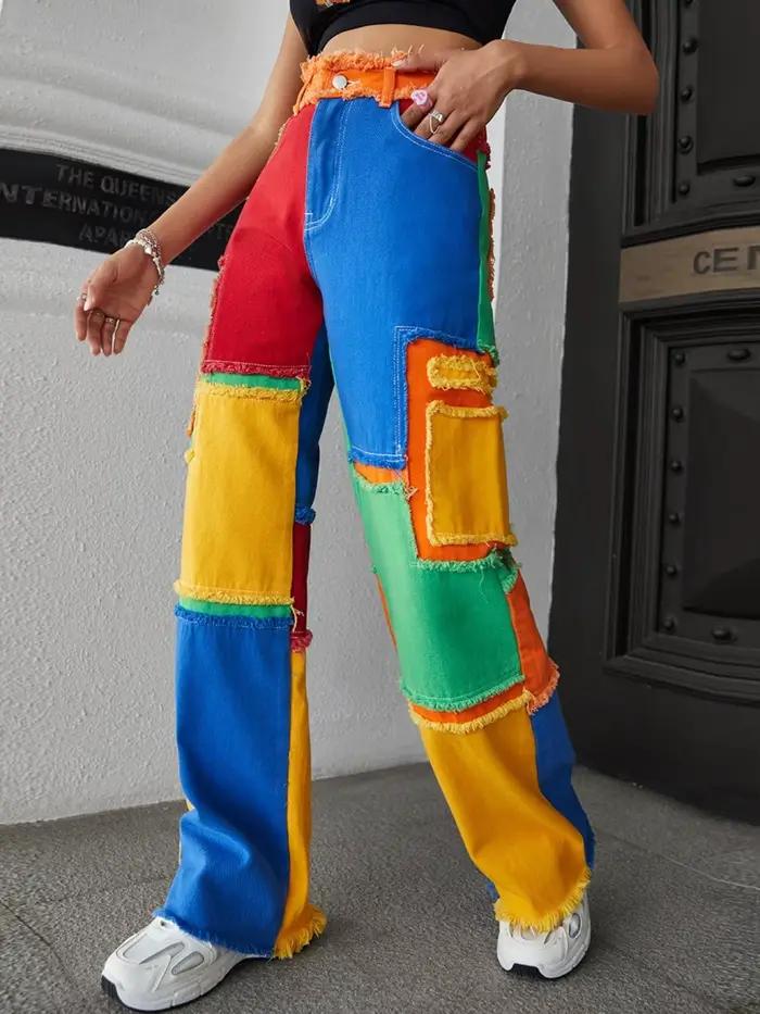 Jeans Workwear Colorblock pour Femme