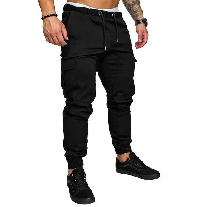 Joggers Hip Hop Harem Nouveaux Masculins Pleine Longueur Élasthanne Coton Multi-Poches Occasions Décontractées Printemps Été Tailles M-5XL Couleurs Bleu Ciel Noir Champagne