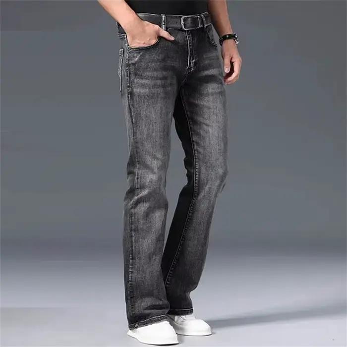 Jean micro-évasé taille mi-haute pour homme 2026 – Pantalon décontracté élastique de haute qualité