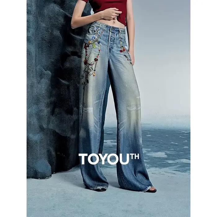 TOYOUTH femmes Denim Jean 2025 printemps nouveau pantalon Long 8518053