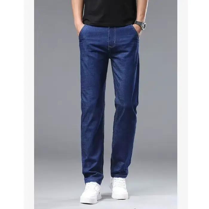 Jeans pour hommes 2026 – Nouveauté été – Coupe slim droite extensible – Pantalon décontracté en denim fin