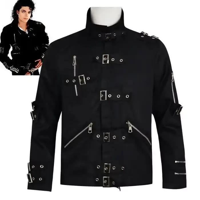 Veste punk noire réplique MJ BAD Tour pour homme adulte