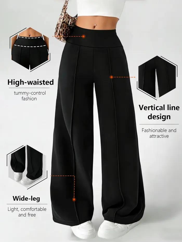 Pantalon droit taille haute pour femme