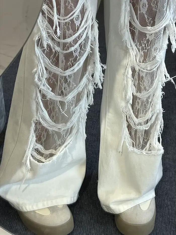 Jean blanc en détresse pour femmes