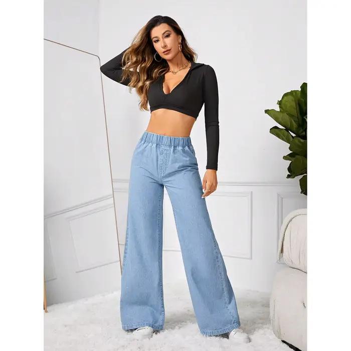 Jean femme pantalon à jambes larges