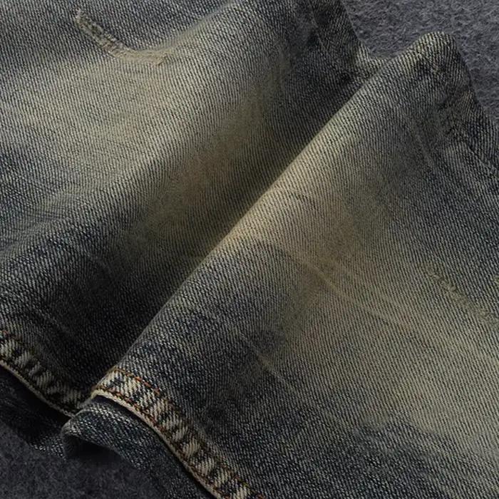 Nouvellement Vintage mode hommes jean rétro lavé élastique coupe ajustée déchiré