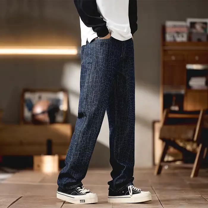 Scalelike jean hommes ample décontracté droit Streetwear mode rétro Denim