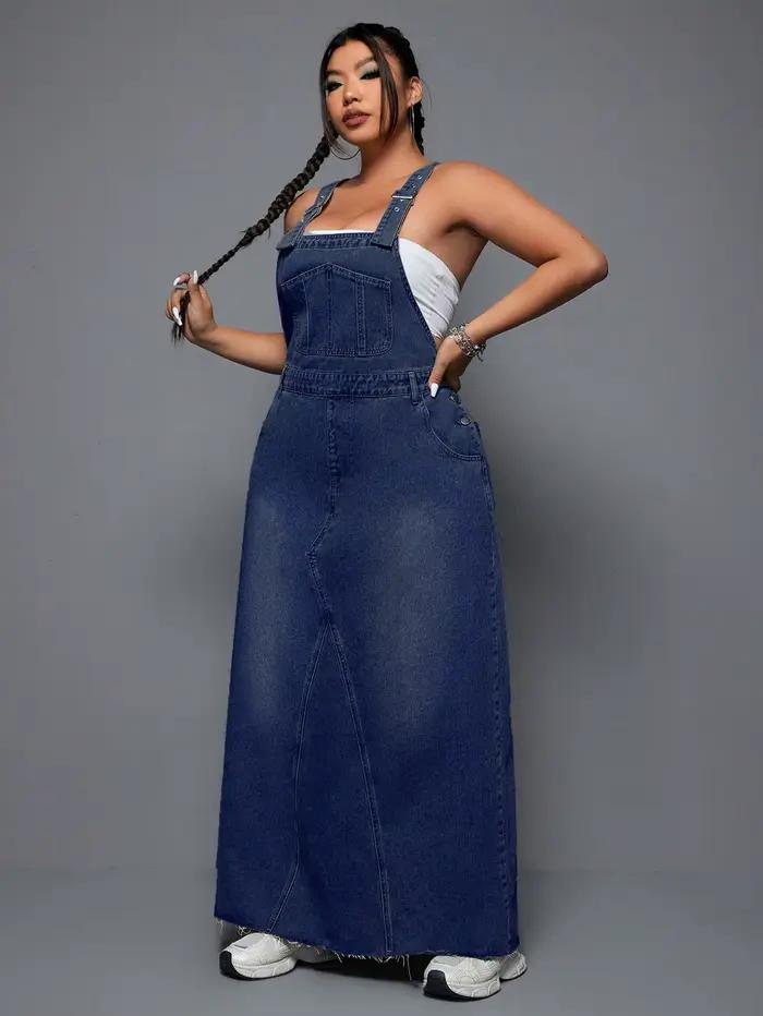 Robe longue en jean grande taille dos nu