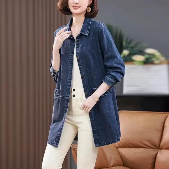 Veste en jean mi-longue pour femme