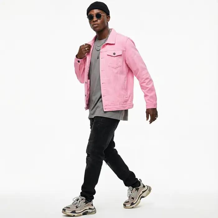 Veste en jean rose pour hommes