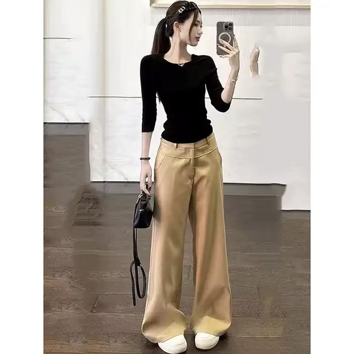 Pantalon large kaki pour femme