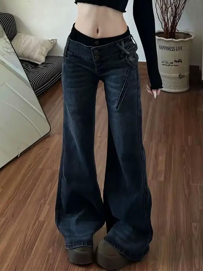 HOUZHOU Jeans Bootcut Vintage Sexy