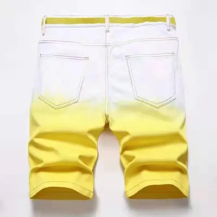 Vert jaune Denim court hommes
