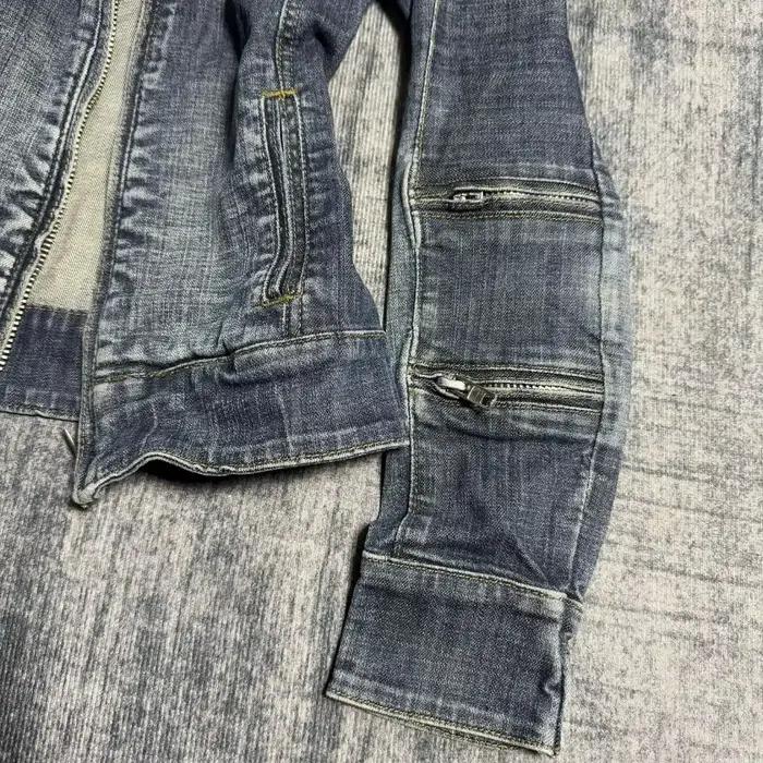 Veste en jean délavée bleue style rétro Harajuku pour femmes coupe ample décontractée gothique hip-hop streetwear fermeture éclair polyvalente et tendance