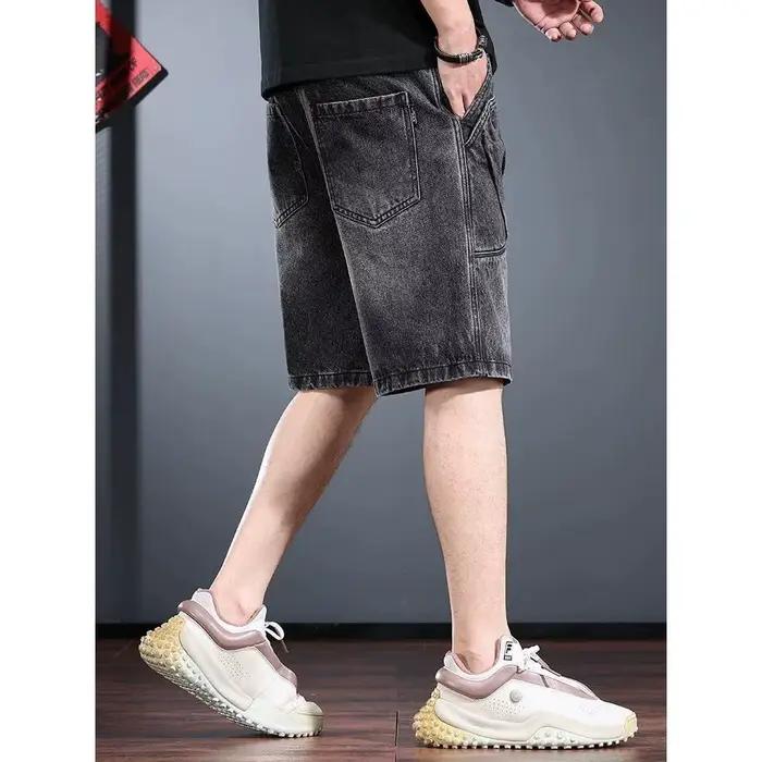Shorts en jean délavé rétro-américain pour hommes, style décontracté, pantalon cargo à cinq points, adapté pour l'été et les journées quotidiennes