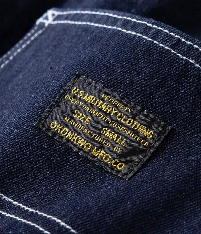 American Vintage Raw Denim Rail Worker Jeans - Pantalon de travail rayé multi-poches Americana