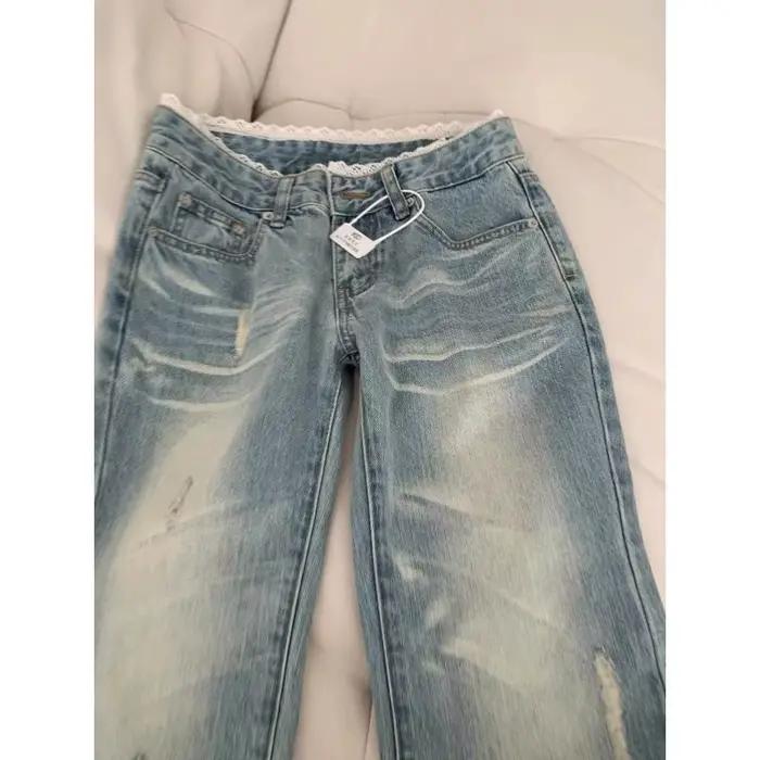 Botvotee rétro classique américain Vintage Denim jean pour femmes taille basse droite années 1950/1960 inspiré