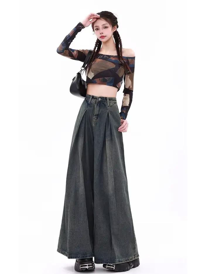 Jean Baggy Bleu Y2k pour Femme