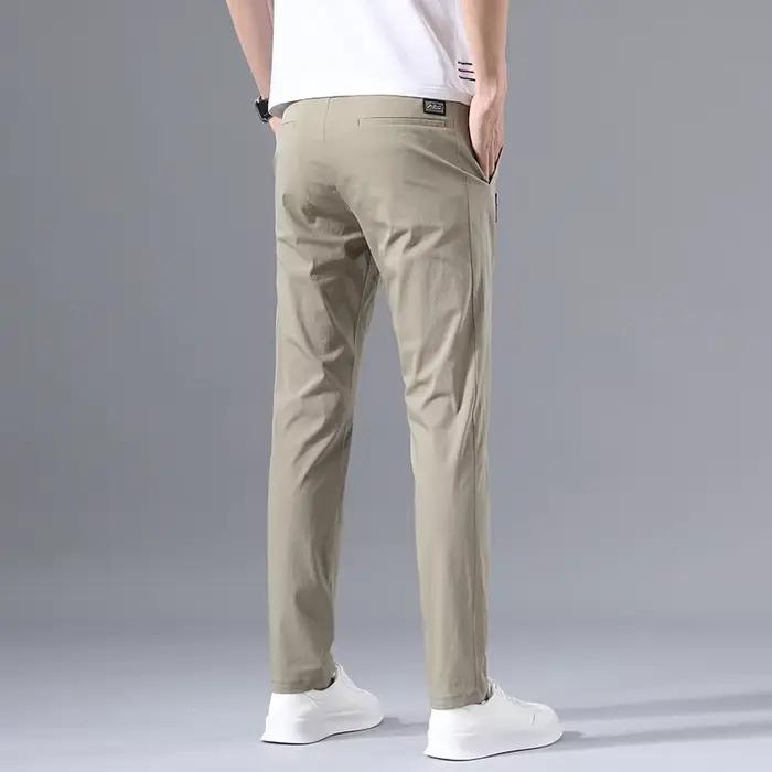 Pantalons décontractés pour hommes coupe ajustée stretch classique drap fin gris kaki noir légers et élégants pour toutes les occasions d'été