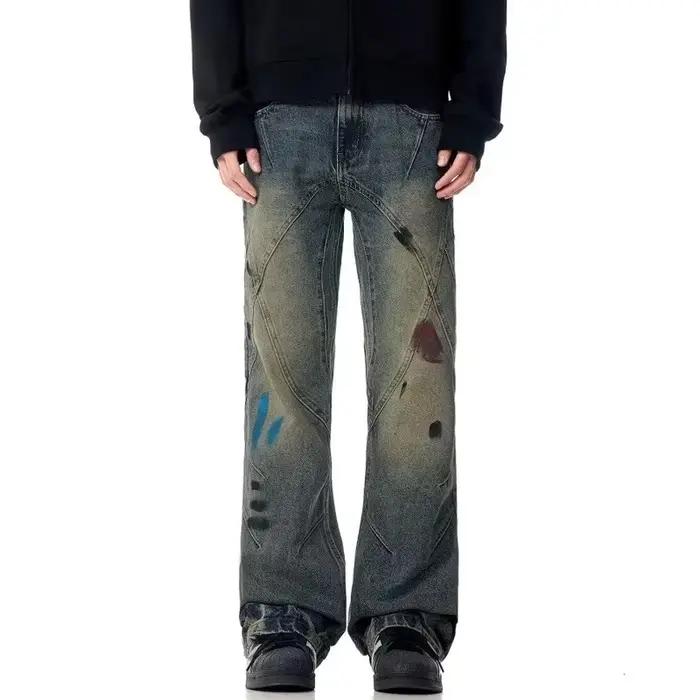 Jean Vintage imprimé Graffiti pour hommes, Hip Hop, mode, Baggy, pantalon en Denim, Harajuku Y2K, Streetwear, nouvelle collection 2025