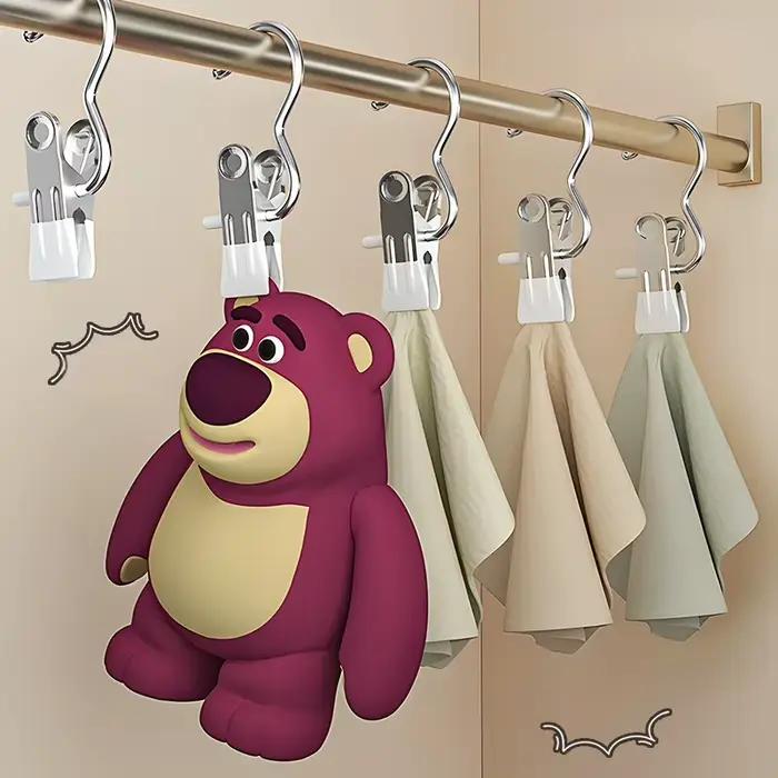 Clips multifonctionnels en acier inoxydable pour rangement et séchage de vêtements à offrir pour améliorer l'organisation à la maison
