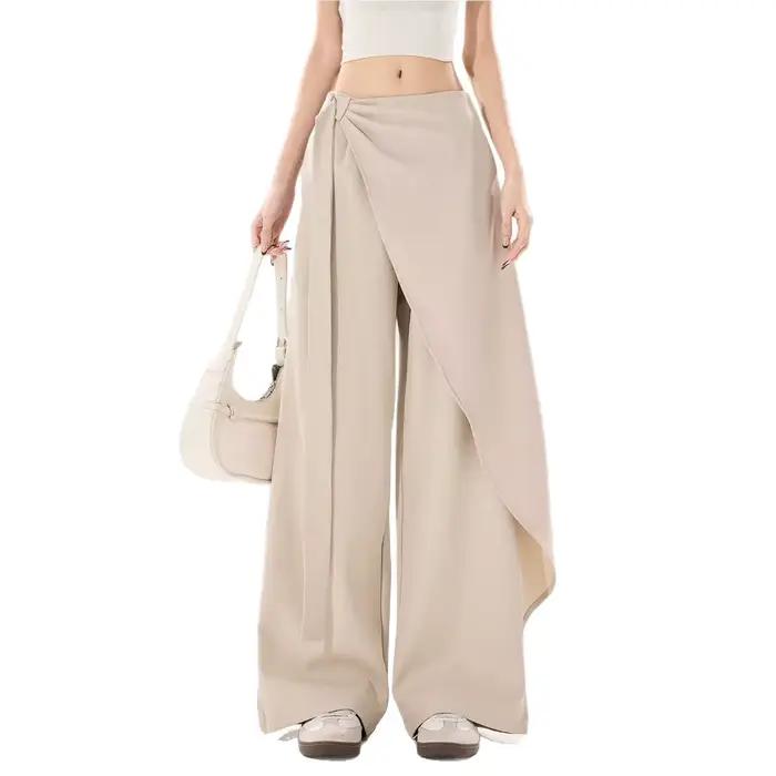 Pantalon large taille haute pour femme