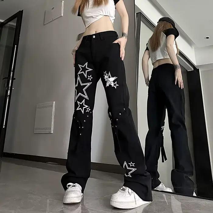 Pantalon en denim taille haute pour femme