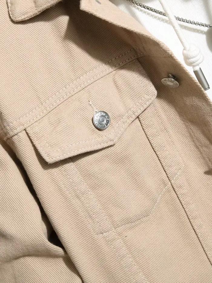 Veste en jean homme kaki pour printemps et automne style décontracté polyvalent occassions décontractées et élégantes