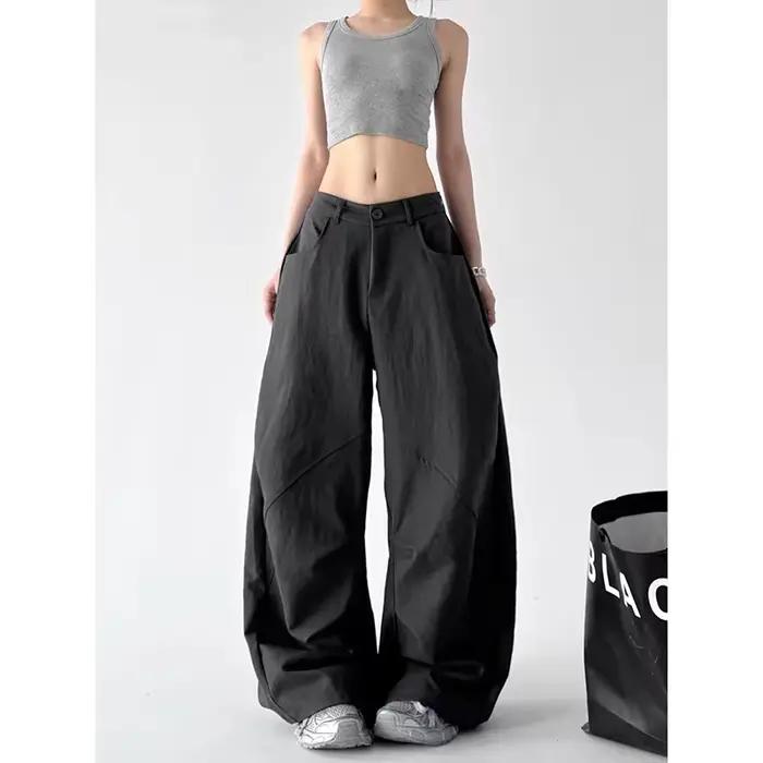 Pantalon ample Y2K kaki décontracté pour femme YIBASHU