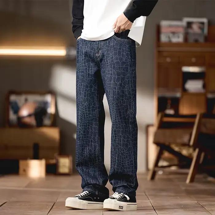 Scalelike jean hommes ample décontracté droit Streetwear mode rétro Denim