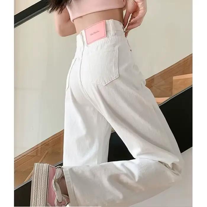 Offre spéciale femmes classique mode jambe droite jean dame taille haute décontractée Denim pantalon femme confortable