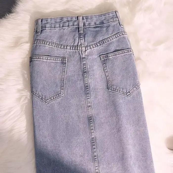 Jupe en jean taille haute pour femmes